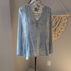 Joie Light Blue Sheer 100% Silk Blouse Medium
